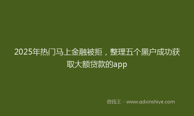 2025年热门马上金融被拒，整理五个黑户成功获取大额贷款的app