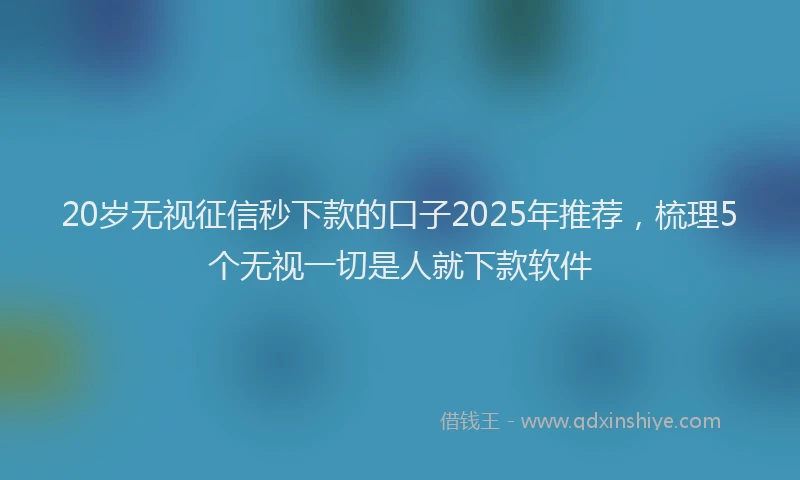 20岁无视征信秒下款的口子2025年推荐，梳理5个无视一切是人就下款软件