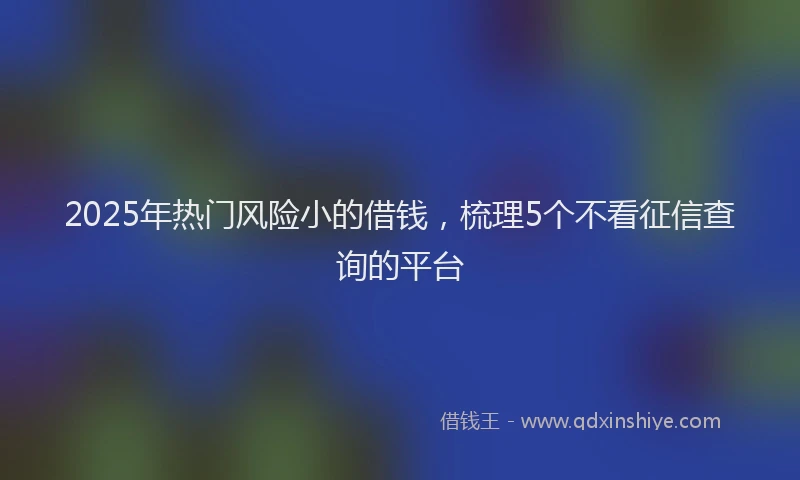 2025年热门风险小的借钱，梳理5个不看征信查询的平台
