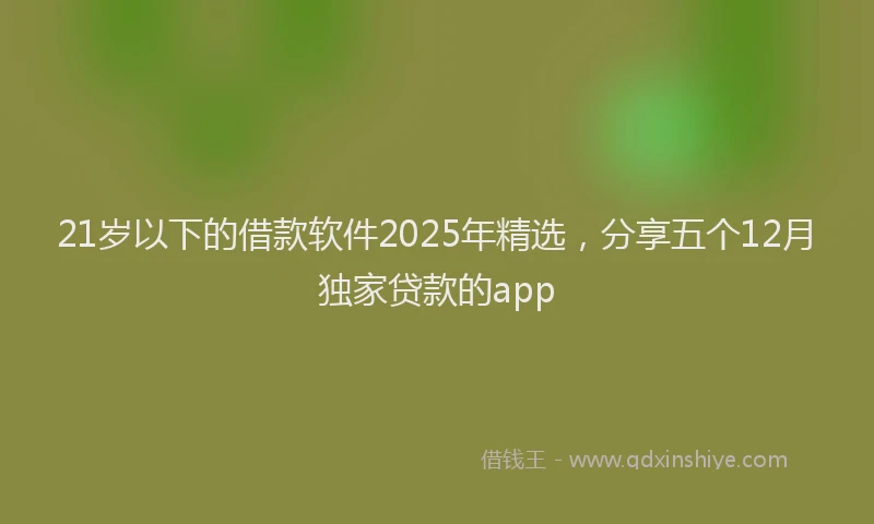 21岁以下的借款软件2025年精选，分享五个12月独家贷款的app