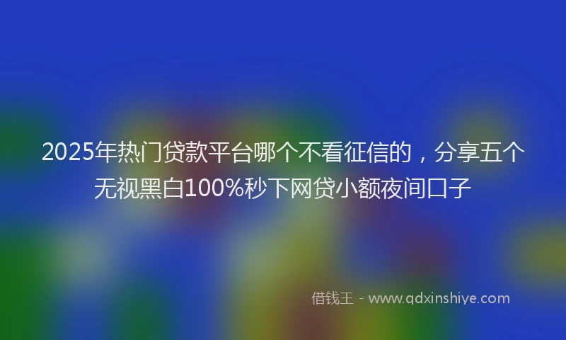 2025年热门贷款平台哪个不看征信的，分享五个无视黑白100%秒下网贷小额夜间口子
