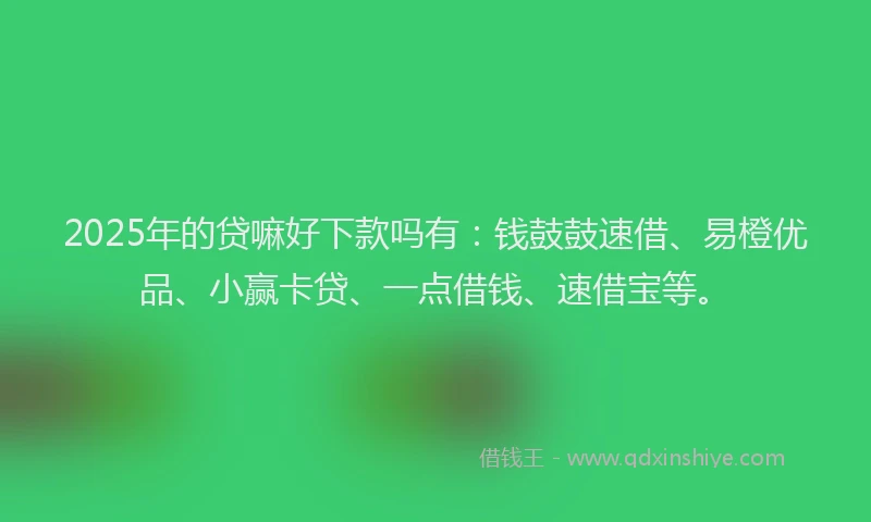 2025年的贷嘛好下款吗有：钱鼓鼓速借、易橙优品、小赢卡贷、一点借钱、速借宝等。