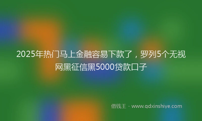 2025年热门马上金融容易下款了，罗列5个无视网黑征信黑5000贷款口子