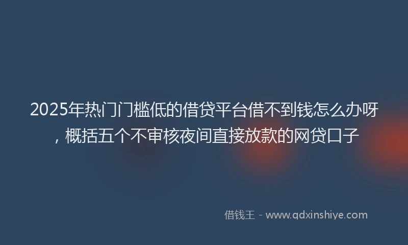 2025年热门门槛低的借贷平台借不到钱怎么办呀，概括五个不审核夜间直接放款的网贷口子