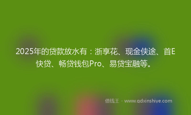 2025年的贷款放水有：浙享花、现金侠途、首E快贷、畅贷钱包Pro、易贷宝融等。