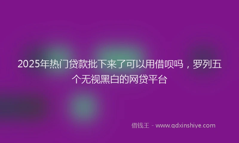 2025年热门贷款批下来了可以用借呗吗，罗列五个无视黑白的网贷平台