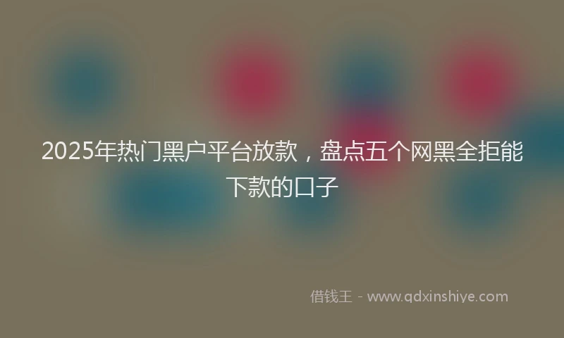 2025年热门黑户平台放款，盘点五个网黑全拒能下款的口子
