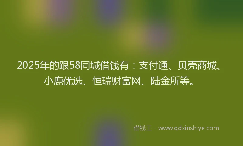 2025年的跟58同城借钱有：支付通、贝壳商城、小鹿优选、恒瑞财富网、陆金所等。