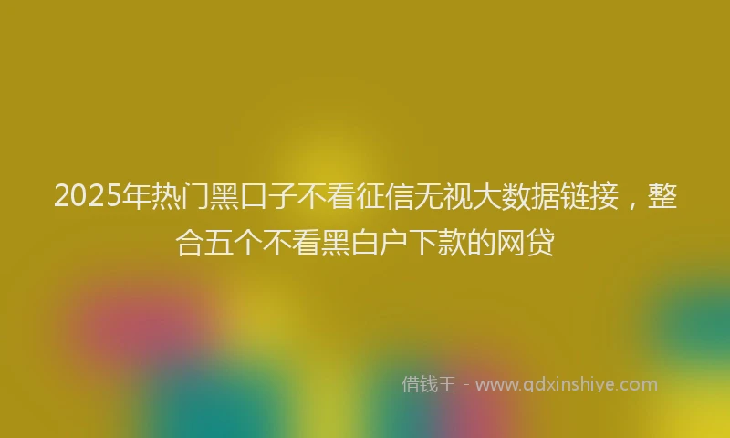 2025年热门黑口子不看征信无视大数据链接，整合五个不看黑白户下款的网贷