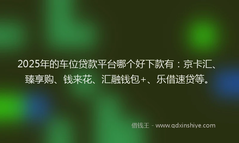 2025年的车位贷款平台哪个好下款有：京卡汇、臻享购、钱来花、汇融钱包+、乐借速贷等。