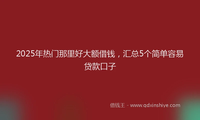 2025年热门那里好大额借钱，汇总5个简单容易贷款口子