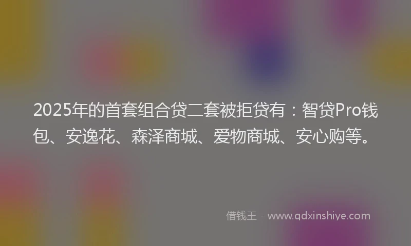 2025年的首套组合贷二套被拒贷有：智贷Pro钱包、安逸花、森泽商城、爱物商城、安心购等。