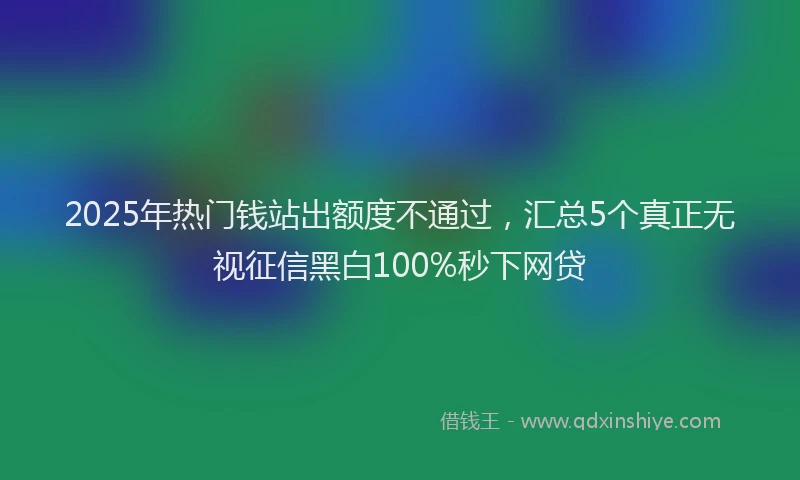 2025年热门钱站出额度不通过，汇总5个真正无视征信黑白100%秒下网贷