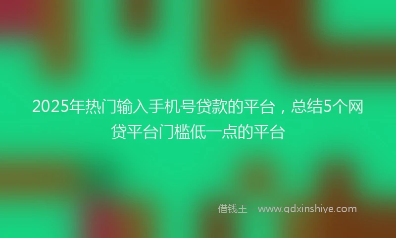 2025年热门输入手机号贷款的平台，总结5个网贷平台门槛低一点的平台