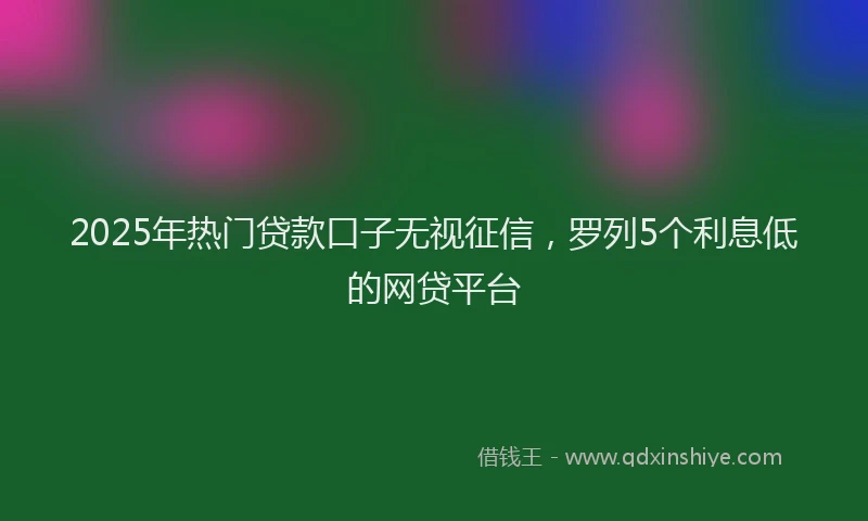 2025年热门贷款口子无视征信，罗列5个利息低的网贷平台