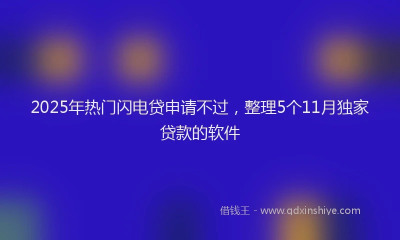 2025年热门闪电贷申请不过，整理5个11月独家贷款的软件