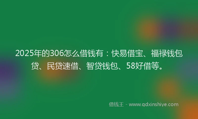 2025年的306怎么借钱有：快易借宝、福禄钱包贷、民贷速借、智贷钱包、58好借等。