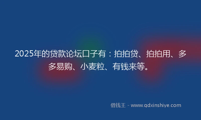 2025年的贷款论坛口子有：拍拍贷、拍拍用、多多易购、小麦粒、有钱来等。