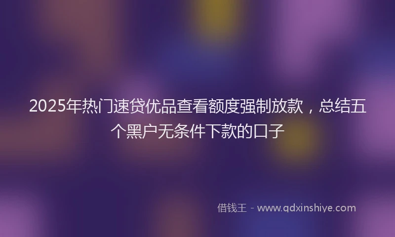 2025年热门速贷优品查看额度强制放款，总结五个黑户无条件下款的口子
