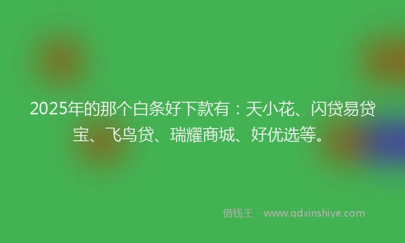 2025年的那个白条好下款有：天小花、闪贷易贷宝、飞鸟贷、瑞耀商城、好优选等。