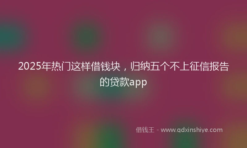 2025年热门这样借钱块，归纳五个不上征信报告的贷款app