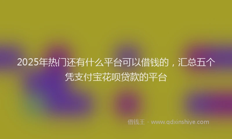 2025年热门还有什么平台可以借钱的，汇总五个凭支付宝花呗贷款的平台