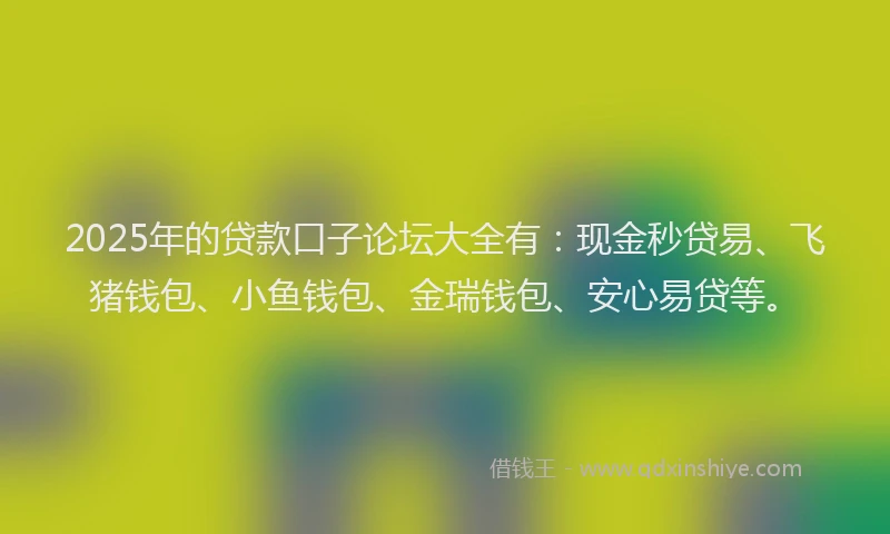 2025年的贷款口子论坛大全有：现金秒贷易、飞猪钱包、小鱼钱包、金瑞钱包、安心易贷等。
