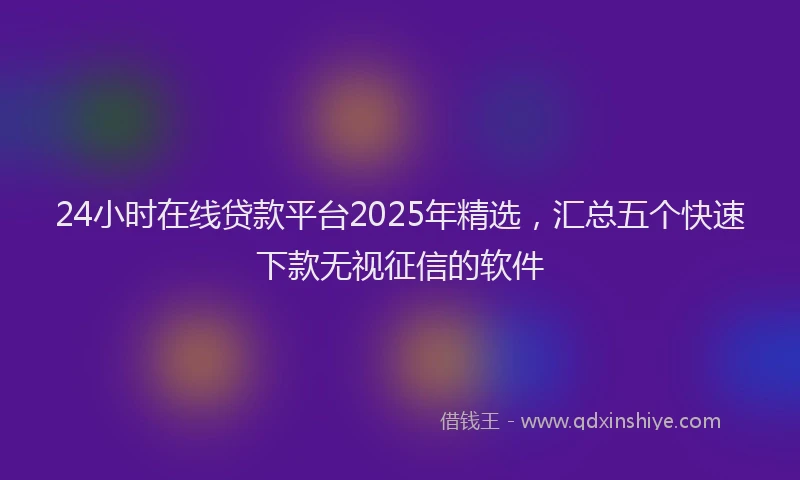 24小时在线贷款平台2025年精选，汇总五个快速下款无视征信的软件