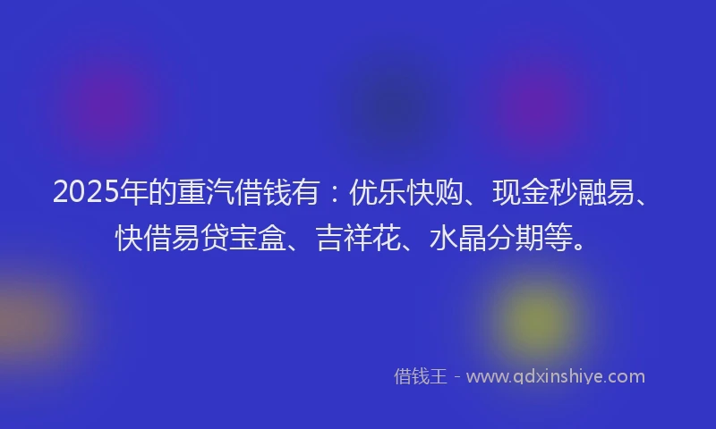 2025年的重汽借钱有：优乐快购、现金秒融易、快借易贷宝盒、吉祥花、水晶分期等。