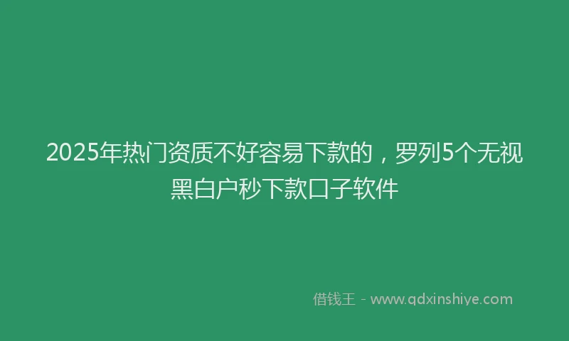 2025年热门资质不好容易下款的，罗列5个无视黑白户秒下款口子软件