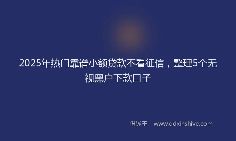 2025年热门靠谱小额贷款不看征信，整理5个无视黑户下款口子
