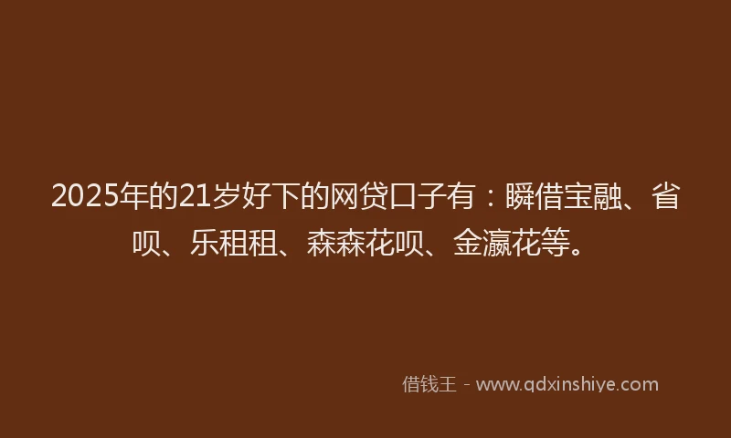 2025年的21岁好下的网贷口子有：瞬借宝融、省呗、乐租租、森森花呗、金瀛花等。