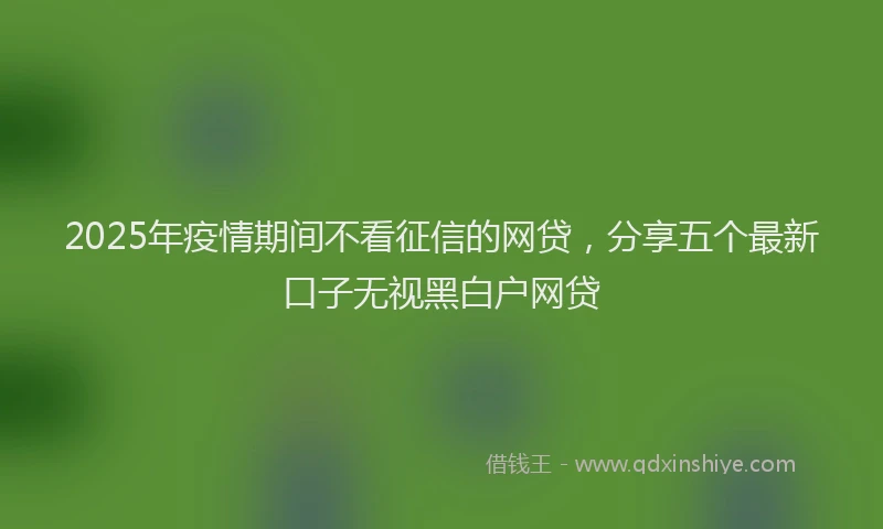 2025年疫情期间不看征信的网贷，分享五个最新口子无视黑白户网贷