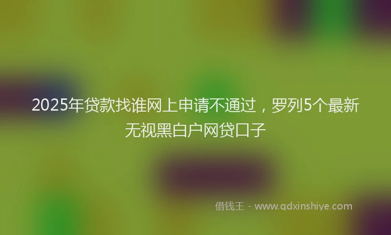 2025年贷款找谁网上申请不通过，罗列5个最新无视黑白户网贷口子