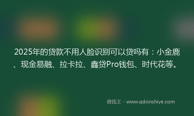 2025年的贷款不用人脸识别可以贷吗有：小金鹿、现金易融、拉卡拉、鑫贷Pro钱包、时代花等。