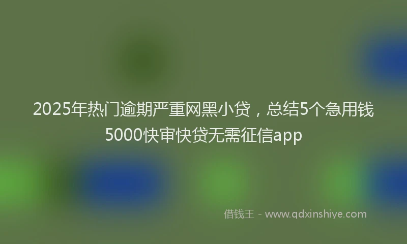 2025年热门逾期严重网黑小贷，总结5个急用钱5000快审快贷无需征信app