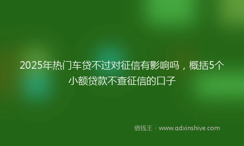 2025年热门车贷不过对征信有影响吗，概括5个小额贷款不查征信的口子