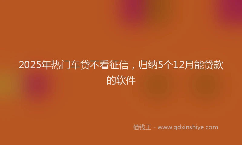 2025年热门车贷不看征信，归纳5个12月能贷款的软件