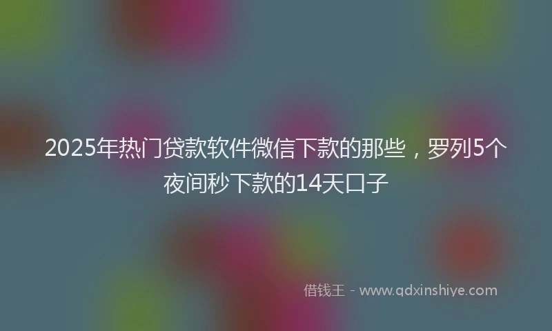 2025年热门贷款软件微信下款的那些，罗列5个夜间秒下款的14天口子