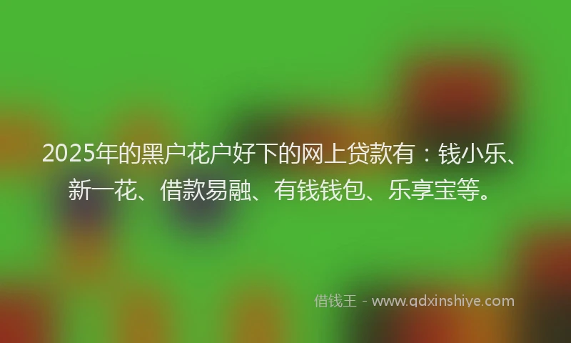 2025年的黑户花户好下的网上贷款有：钱小乐、新一花、借款易融、有钱钱包、乐享宝等。
