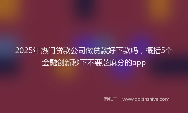 2025年热门贷款公司做贷款好下款吗，概括5个金融创新秒下不要芝麻分的app