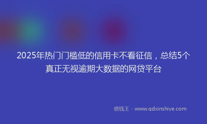 2025年热门门槛低的信用卡不看征信，总结5个真正无视逾期大数据的网贷平台