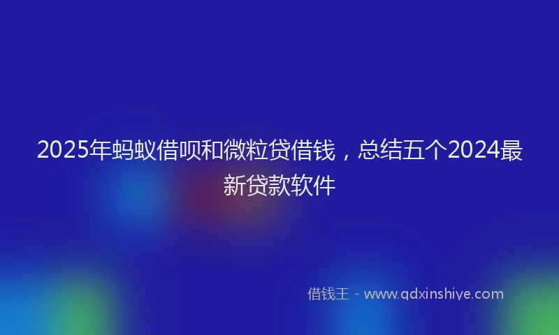 2025年蚂蚁借呗和微粒贷借钱，总结五个2024最新贷款软件