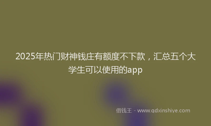 2025年热门财神钱庄有额度不下款，汇总五个大学生可以使用的app