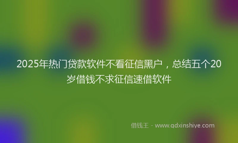 2025年热门贷款软件不看征信黑户，总结五个20岁借钱不求征信速借软件