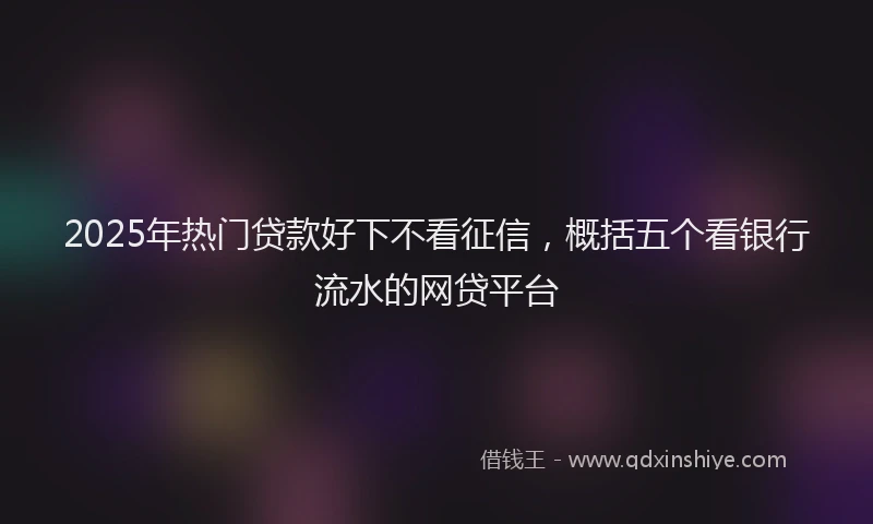 2025年热门贷款好下不看征信，概括五个看银行流水的网贷平台