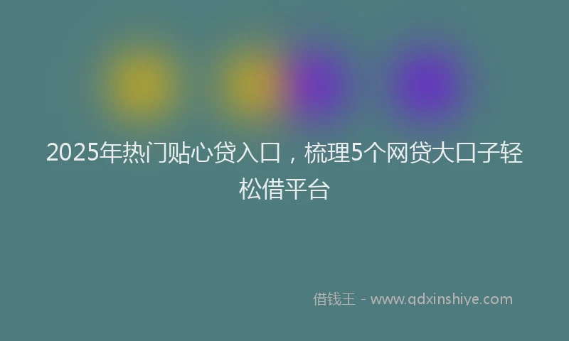 2025年热门贴心贷入口，梳理5个网贷大口子轻松借平台
