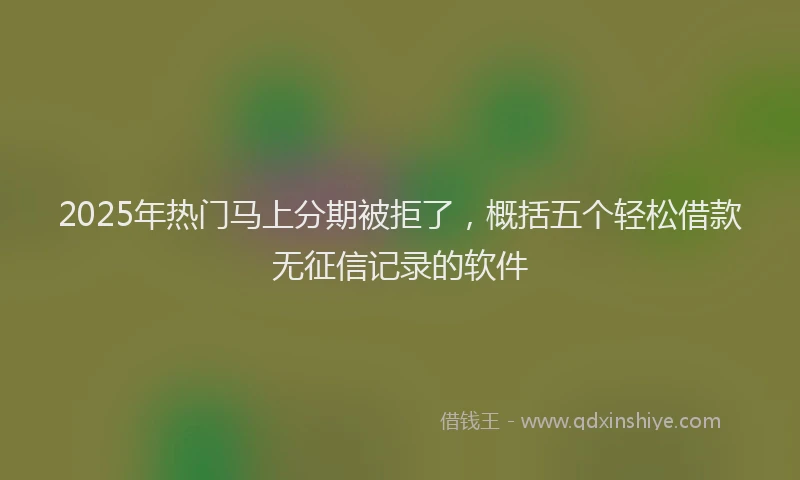 2025年热门马上分期被拒了，概括五个轻松借款无征信记录的软件