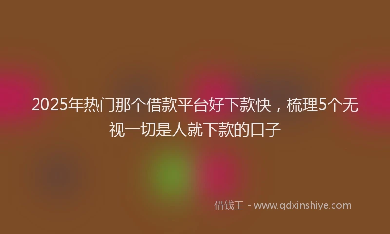 2025年热门那个借款平台好下款快，梳理5个无视一切是人就下款的口子