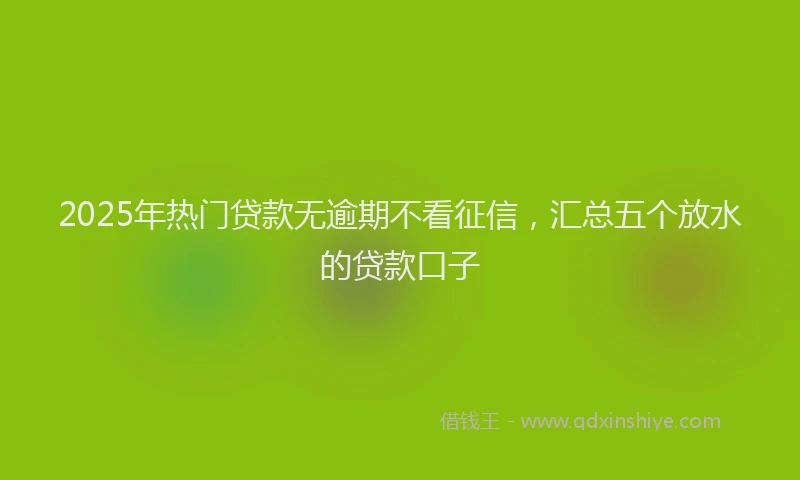 2025年热门贷款无逾期不看征信，汇总五个放水的贷款口子